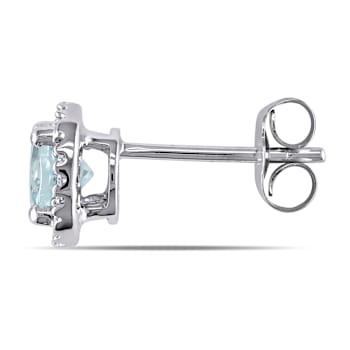 Aquamarine and Diamond 10K White Gold Earrings 0.87ctw