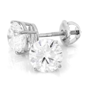 Lab-Grown Diamond Solitaire Stud Earrings 3.00ctw In 10K White Gold