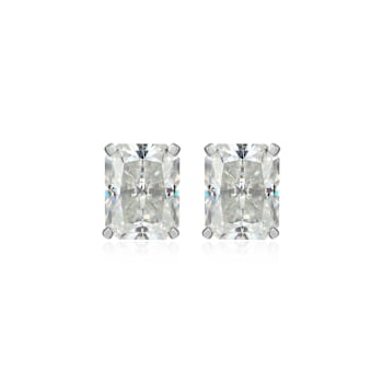 Emerald Cut Moissanite Platineve Stud Earrings 5.04ctw DEW