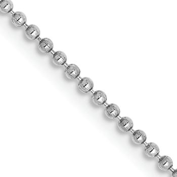 14k White Gold 1.2mm Diamond-Cut Beaded Pendant Chain 14 Inches