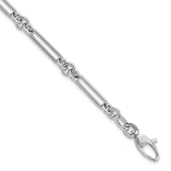 Rhodium Over 14K White Gold Polished Fancy Link Bracelet