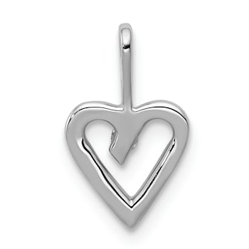 Rhodium Over 14k White Gold Diamond Heart Pendant