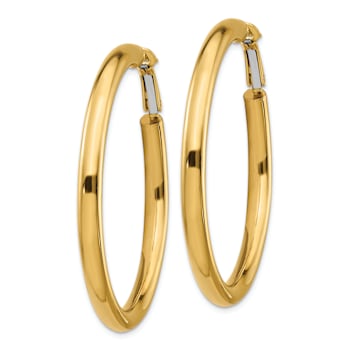 14k Yellow Gold 1 15/16" Polished Round Hoop Earrings