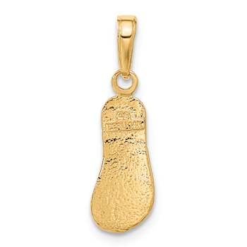 14k Yellow Gold 3D Textured Single Flip-Flop Pendant