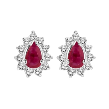 0.70ctw Ruby and Diamond Earring in 14k White Gold
