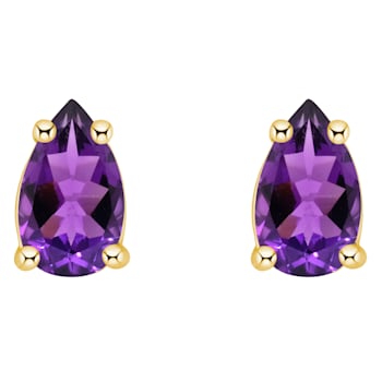 5x3mm Pear Shape Amethyst 14k Yellow Gold Stud Earrings
