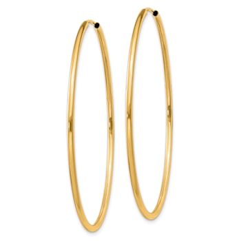 14k Yellow Gold 1 13/16" Polished Round Endless Hoop Earrings