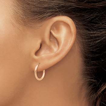 14k Rose Gold Polished 11/16" Round Endless Hoop Earrings