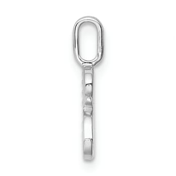14K White Gold Diamond Letter R Initial Pendant