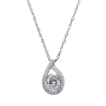 White Cubic Zirconia Rhodium Over Sterling Silver Pendant With Chain 4.38ctw