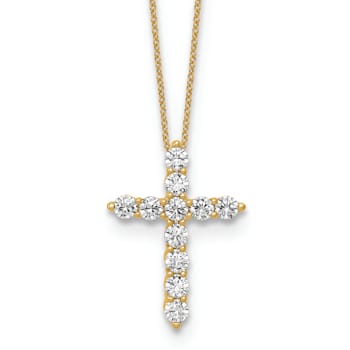 10K Yellow Gold Lab Grown Diamond VS/SI GH, Cross Chain SIide Pendant
with chain Necklace