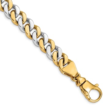 14k Yellow Gold and 14k White Gold 10mm Hand Polished Fancy Link Bracelet