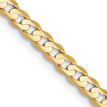 14k Yellow Gold 3mm Solid Open Concave Curb 24 Inch Chain