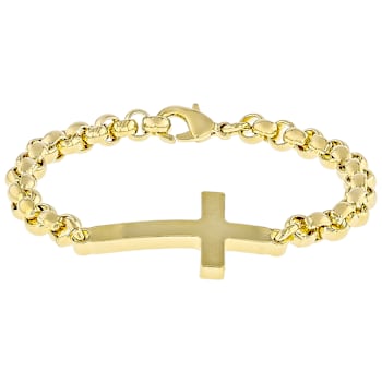 Meaningful Cross Link Bracelet In 18K Gold Over Bronze