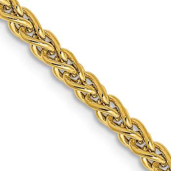 14k Yellow Gold 2.75mm Semi-solid Wheat Chain 30"