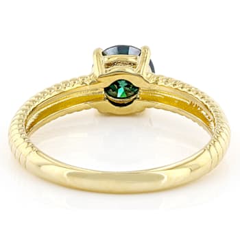 Green Moissanite 14k yellow gold over sterling silver solitaire ring
.80ct DEW.