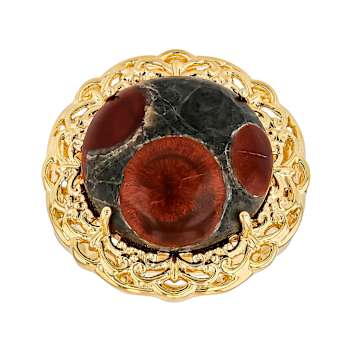 Peanut Obsidian Round Solitaire Ring In 18K Gold Over Sterling Silver 16mm