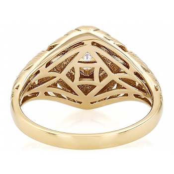 Diamond Simulant Art Deco Style Ring In 18K Gold Over Sterling Silver 0.72ct