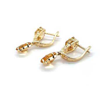 Yellow Citrine Octagon14K Yellow Gold Over Sterling Silver Drop Earrings