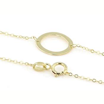 Sideways Initial O Necklace In Solid 14K Yellow Gold 18 Inch