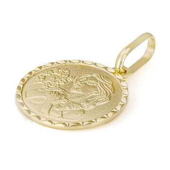 Virgo Zodiac Medallion Pendant In Solid 14K Yellow Gold