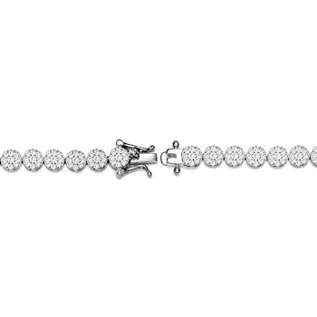 CZ Cluster Tennis Bracelet In Sterling Silver