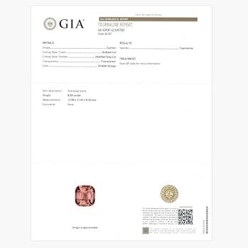 Peach Tourmaline 12.58x11.83mm Cushion 8.55ct