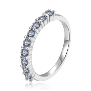 Round Lab Created Alexandrite Sterling Silver Anniversary Style
Stackable Band Ring, 0.65ctw