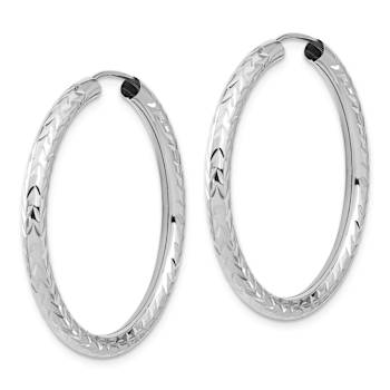 Rhodium Over 14k White Gold Polished and Diamond-Cut 1 5/16"
Endless Hoop Earrings