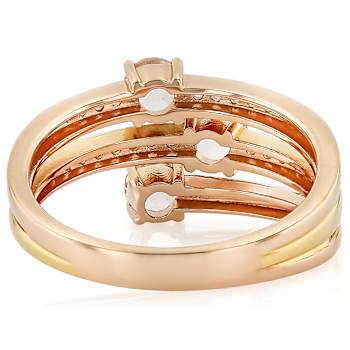 Morganite Two-Tone Ring In 18K Yellow And Rose Gold Over Sterling Silver 0.89ctw