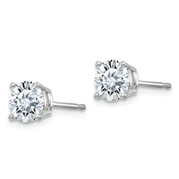 Rhodium Over 14K White Gold 1.25ct. 5.5mm Round J-K Color Moissanite Earrings