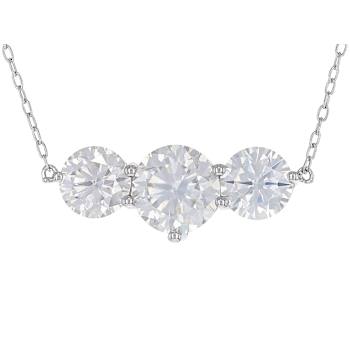Three-Stone Moissanite Necklace In Platinum-Enhanced Sterling Silver