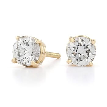 Certified White Lab-Grown Diamond H-I SI 14k Yellow Gold Stud Earrings 1.50ctw