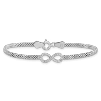Sterling Silver Polished Cubic Zirconia Infinity Children's 6in Bracelet