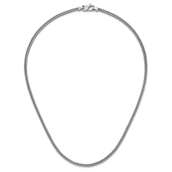 Rhodium Over Sterling Silver Polished 3.0mm Franco 30 Inch Chain