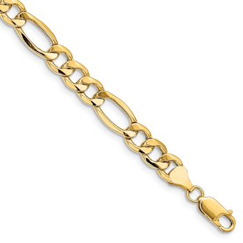 14k Yellow Gold 8.5mm Figaro Link 26 Inch Chain