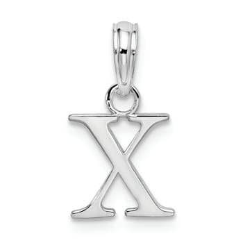 Sterling Silver Polished Block Initial -X- Pendant