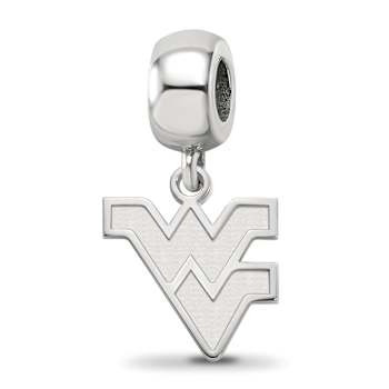 Sterling Silver Rhodium-plated LogoArt West Virginia University Small
Dangle Bead