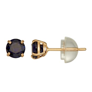 Round Lab Created Sapphire 14K Yellow Gold Childrens Stud Earrings 0.74ctw