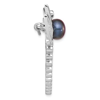 Rhodium Over Sterling Silver Cubic Zirconia 8-9mm Black Button
Freshwater Pearl Dragonfly Brooch