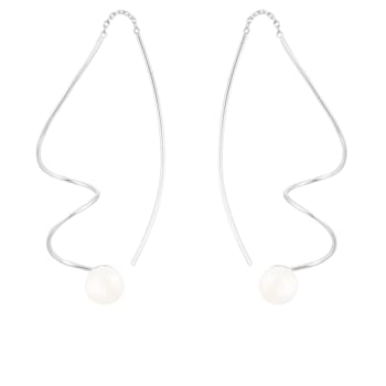 White Cultured Freshwater Pearl Rhodium Over Sterling Silver 6-7mm
Button Earrings