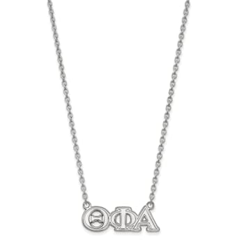 Rhodium Over Sterling Silver LogoArt Theta Phi Alpha Medium Pendant Necklace