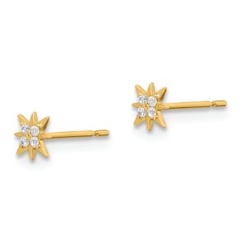 14K Yellow Gold Children's 3.75mm Star Stud Earrings with Cubic Zirconia