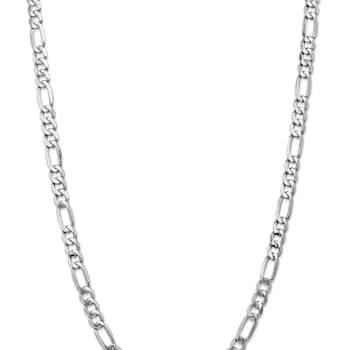 Rhodium Over 14k White Gold 7mm Solid Flat Figaro 20 Inch Chain