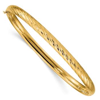 10k Yellow Gold 4.75mm Textured Hinged Bangle