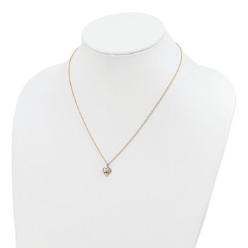 10k Yellow Gold  12k Rose Gold and 12k Green Gold Accent Heart Garnet
Pendant  18 Inch Chain