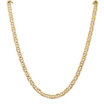 14k Yellow Gold 6.25mm Solid Concave Mariner 26 Inch Chain