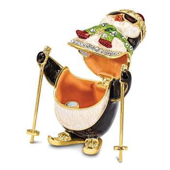 KOOLIO Skiing Penguin Trinket Box