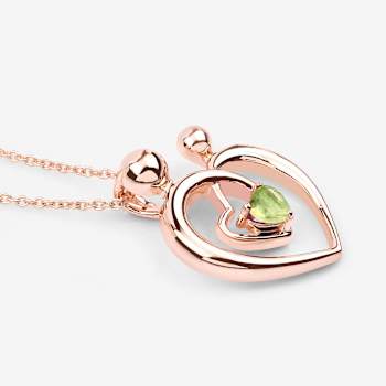 Peridot Mom and Child Interlink Heart 18K Rose Gold Over Sterling Silver
Pendant With Chain