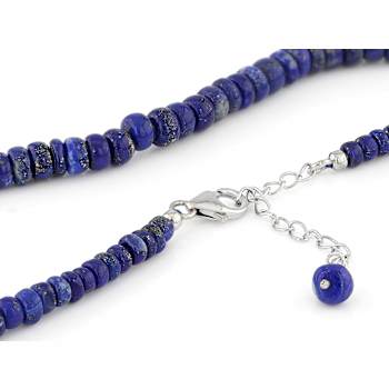 Lapis Lazuli Beaded Necklace In Sterling Silver